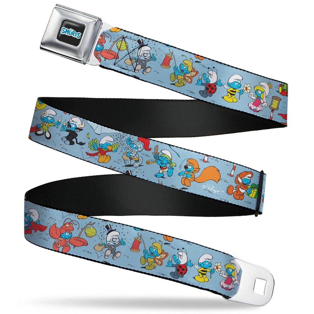 3187 The Smurfs Belt, Seatbelt Buckle Belt, The Smurfs Halloween Dress Up